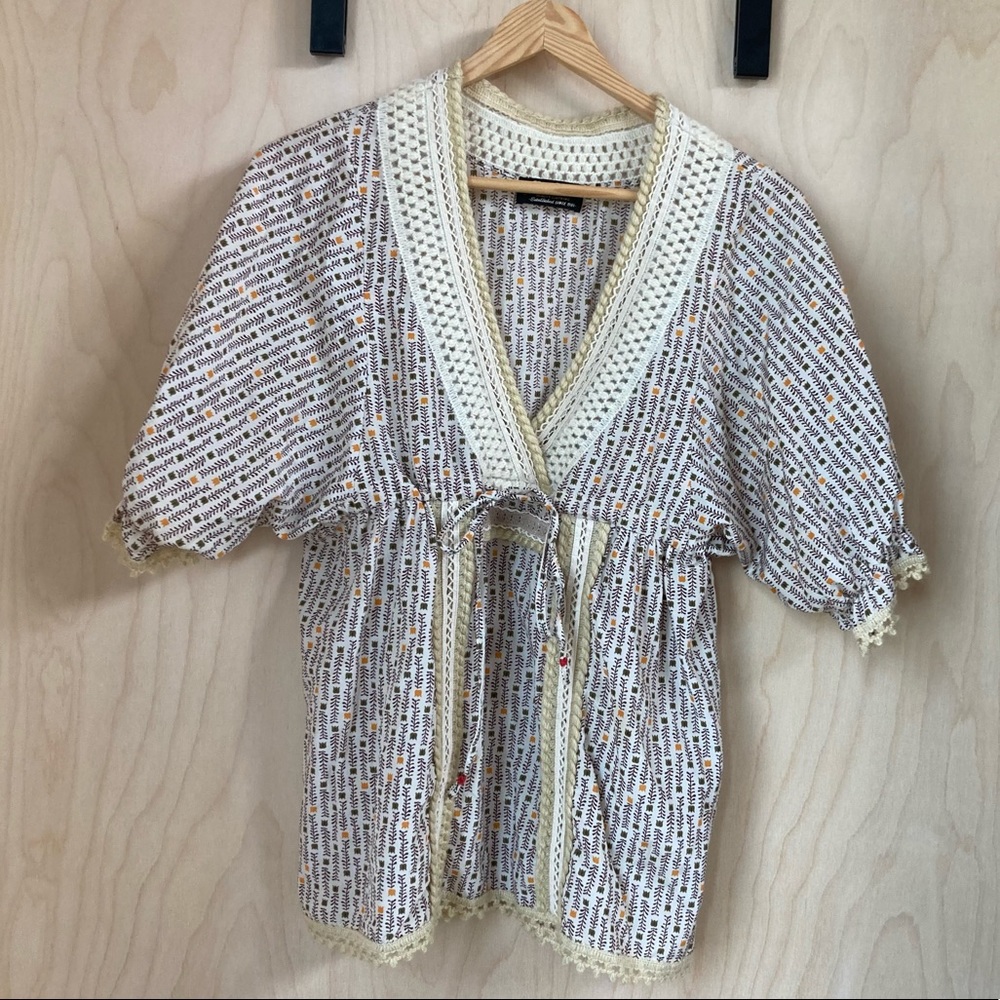 REPLAY Vintage Silk Peasant Top M